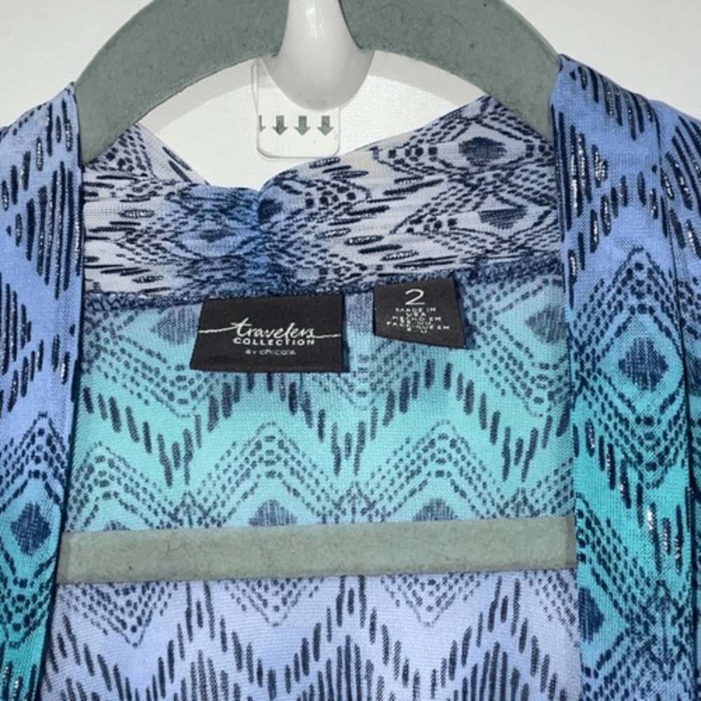 Travelers Collection by Chico's Women's Multicolor Chevron Cardigan Vest 2/Large - Picture 4 of 10